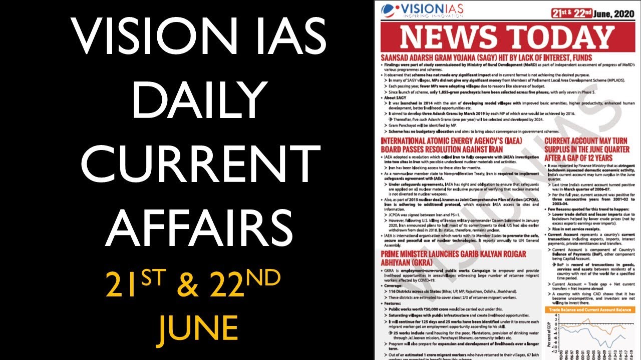 VISION IAS DAILY CURRENT AFFAIRS 21ST & 22ND JUNE YouTube