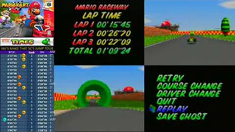 Mario Kart 64: VAJ Mario Raceway SC flap 15.45* NTSC World Record (18.58 PAL)