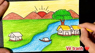 Vẽ Tranh Đề Tài : Phong Cảnh Quê Hương Của Em - Youtube