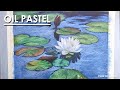 Oil Pastel Drawing : A Composition on Lotus and the Leaves | Artist- Supriyo