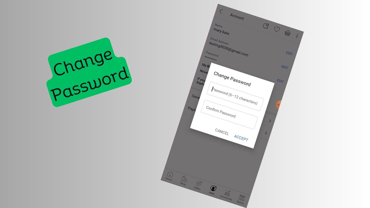 How to change Sephora account password YouTube