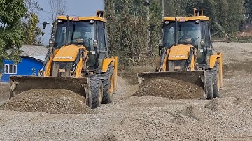 Experience JCB Operator Gravelling and Leveling Road With JCB Backhoe - JCB Making Village Road