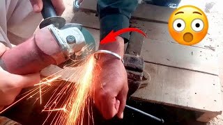 Very dangerous work in workshop