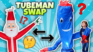 Tubeman On Jolly Jiggler Gemmy Fan? Will it Work?  New Tubeguy Airdancer Puppet Swap #tubeman