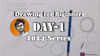 DRAWING classes for THE BEGINNERS | DAY-1| LINE DRAWING | Series 2024 | DRAWING CLASSES IN BENGALI