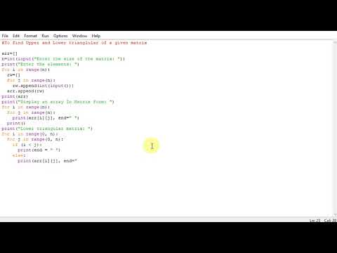 To find Upper and Lower triangular of a given matrix python - YouTube