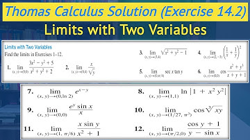 Thomas Calculus exercise 14.2 Q1 to Q12 | Limits in higher dimensions || Lec 8