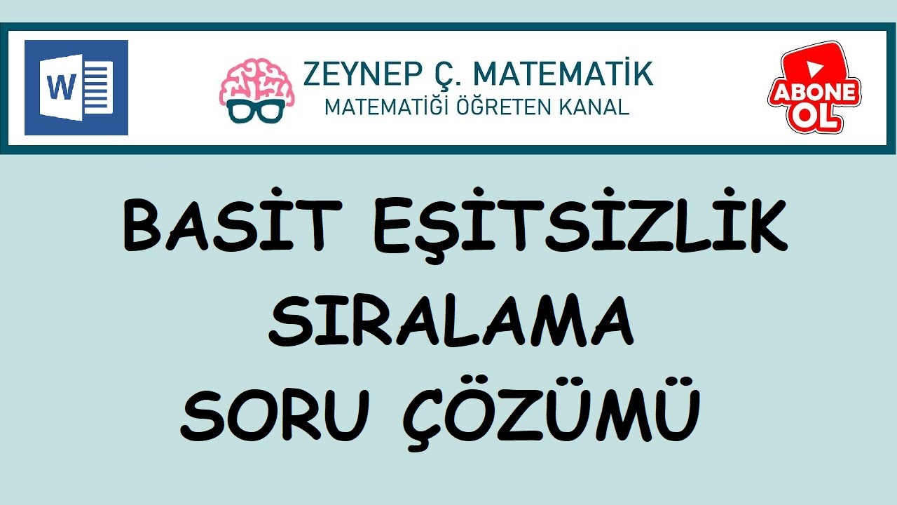 SINAV KAZANDIRAN SORULAR - BASİT EŞİTSİZLİK-SIRALAMA SORU ÇÖZÜMÜ-KPSS,TYT,ALES,DGS