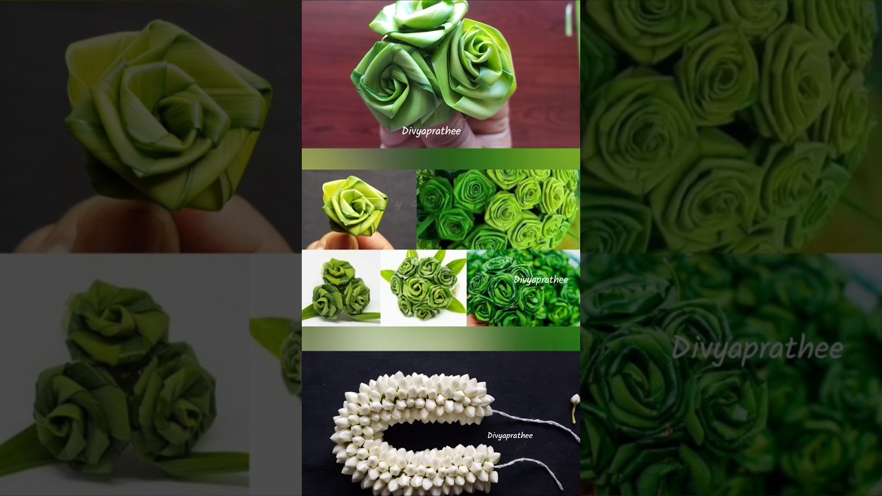 How to make coconut leaf rose flower 