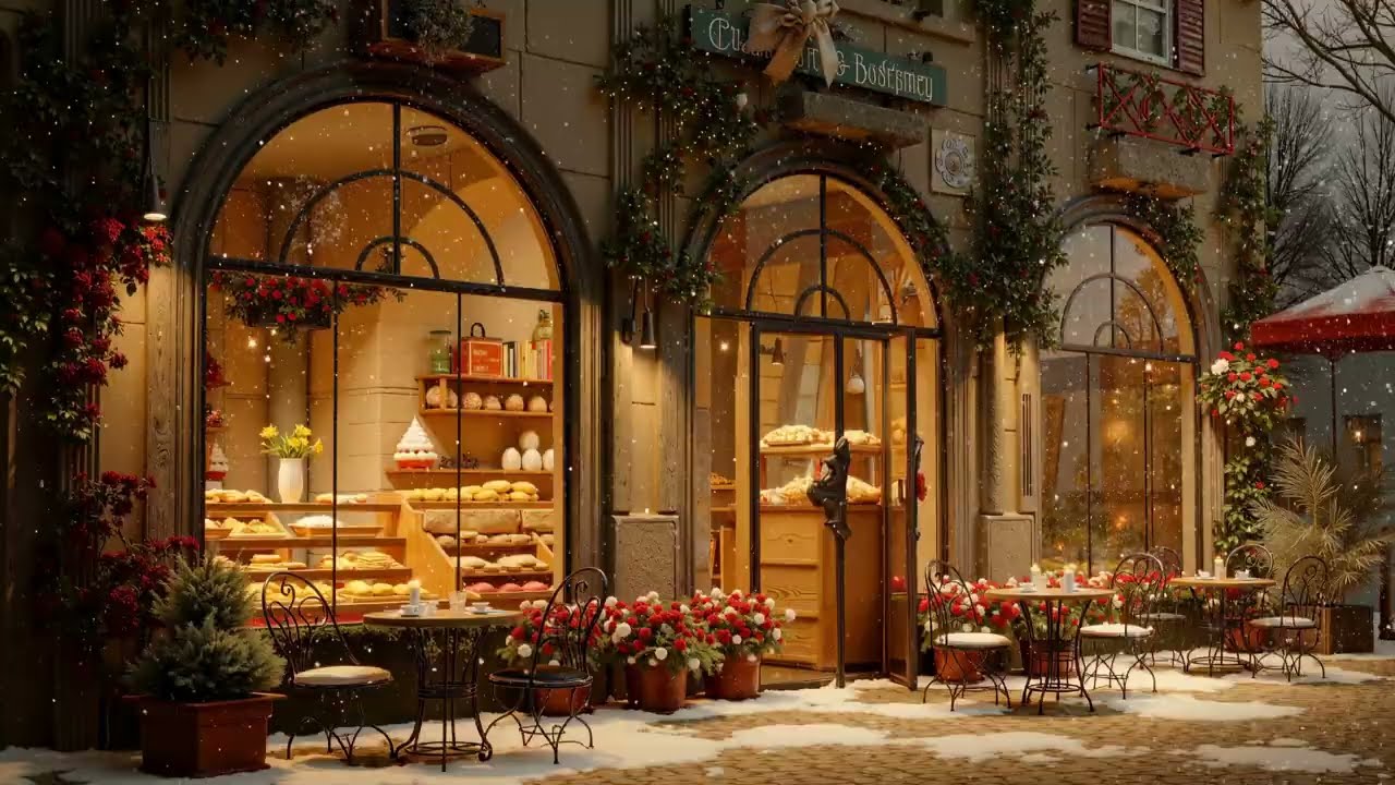 Coffee Shop Jazz Piano in a Snowy Forest - Cozy Winter Ambience for Study, Work, Sleep