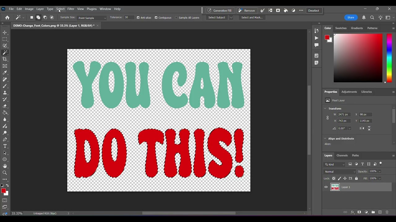 Easy Photoshop for Beginners - Changing Text Color