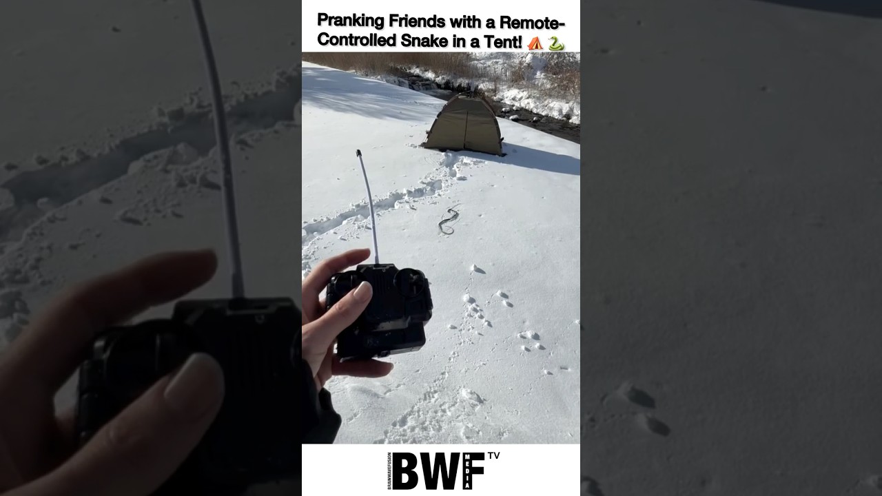 “Pranking Friends with a Remote-Controlled Snake in a Tent! 😂🐍”2