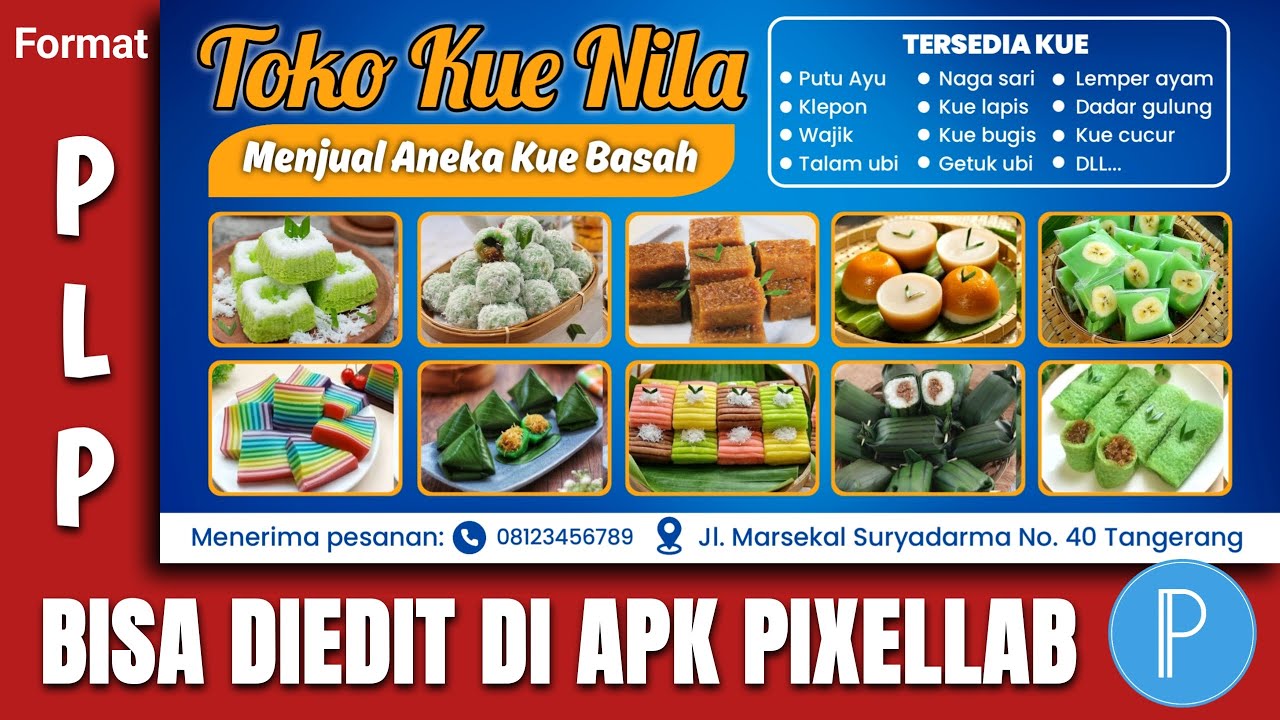 Desain Spanduk, Banner/Template  Usaha Toko Kue Basah, Jajanan Tradisional (PixelLab Format PLP)