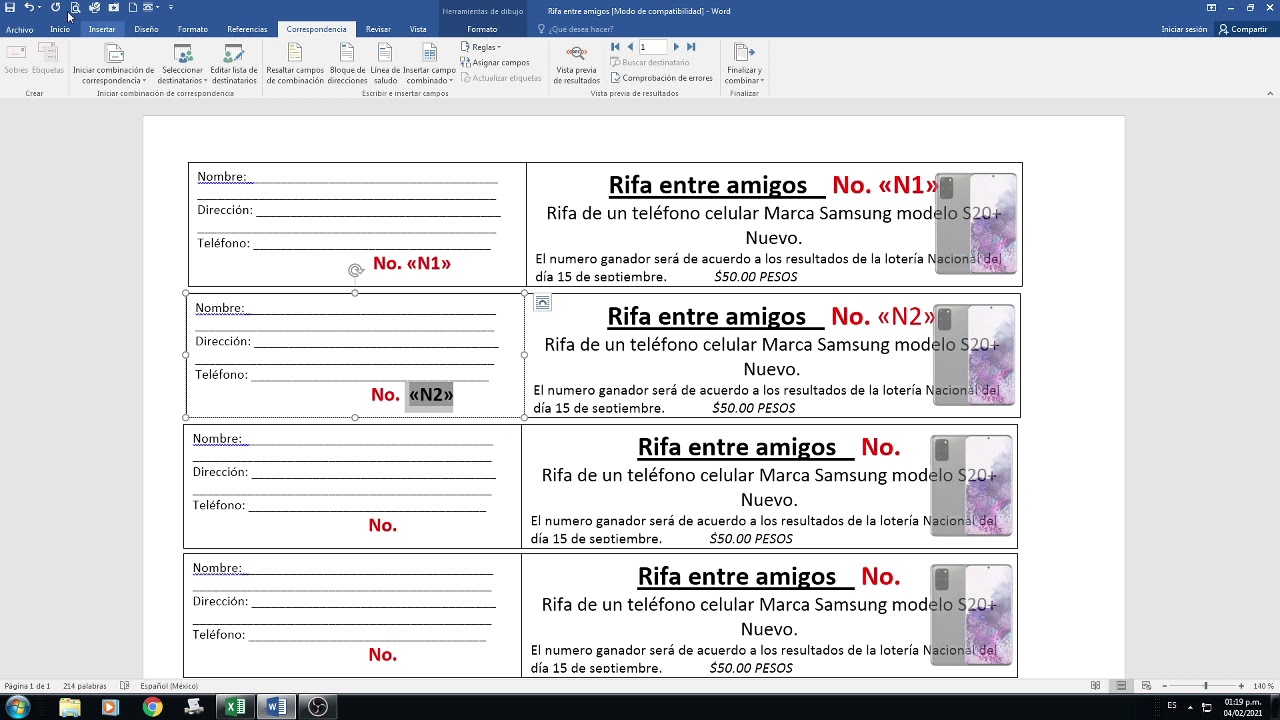 Plantilla Formato De Rifa Para Editar En Word Rifas Para Imprimir