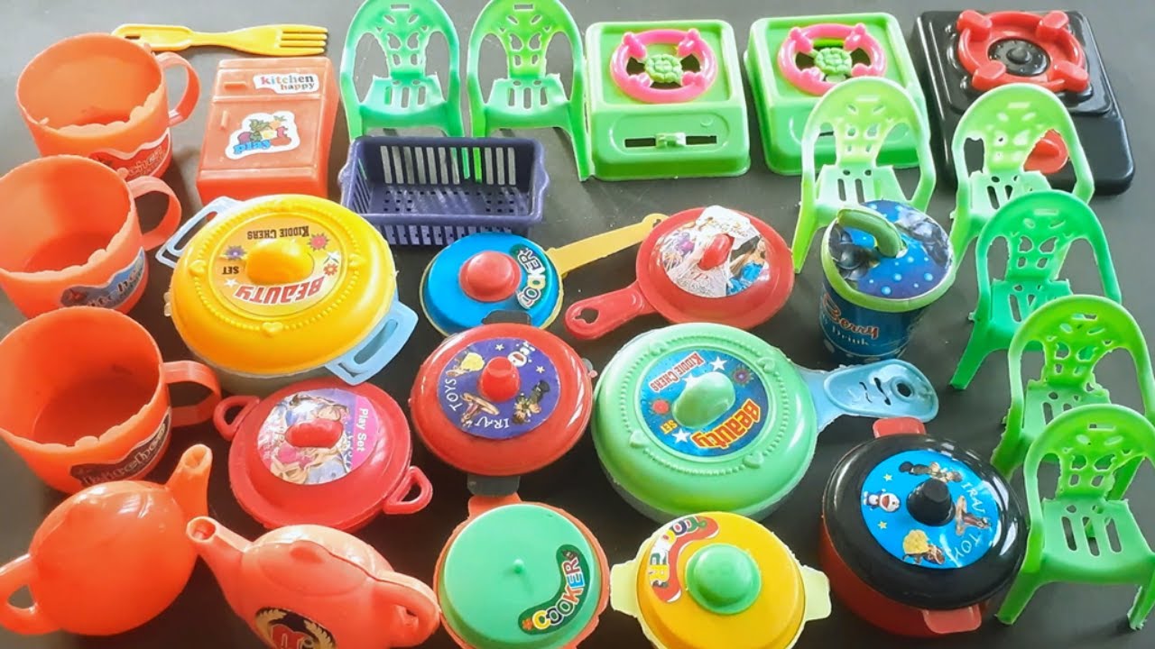 Unboxing Miniature Plastic Full Kitchen Set Collection Toy Cooking Game ...