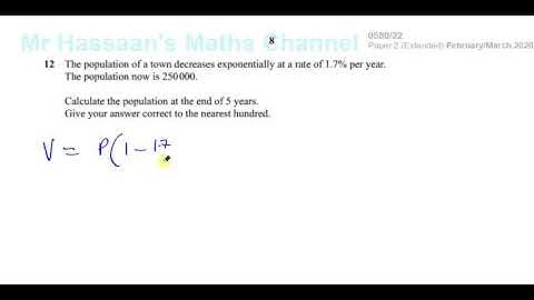 0580/22/F/M/20 (IGCSE) Paper 22 Q12 Percentages, Exponential Decrease