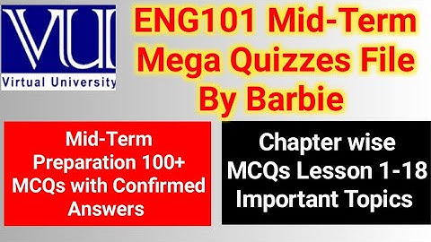 ENG101 Midterm Mega Quizzes File || ENG101 Easy Midterm Preparation || Short Notes