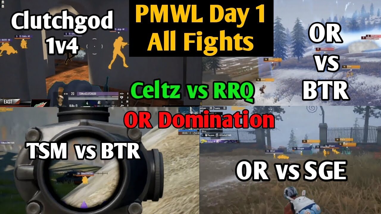 PMWL Day 1 All Fights TSMentClutchGod 1v4 Team Secret | OR Chicken Dinner | OR vs BTR | OR vs SGE