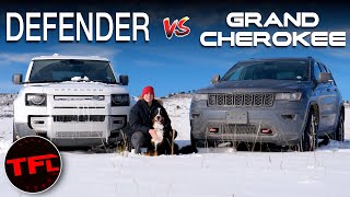 Deepish Snow Tested: $53K Grand Cherokee vs $69K Defender  Which Is Best?