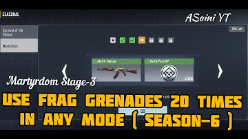 USE FRAG GRENADES 20 TIMES IN ANY MOOD - MARTYRDOM STAGE-3, CALLOF DUTY: MOBILE