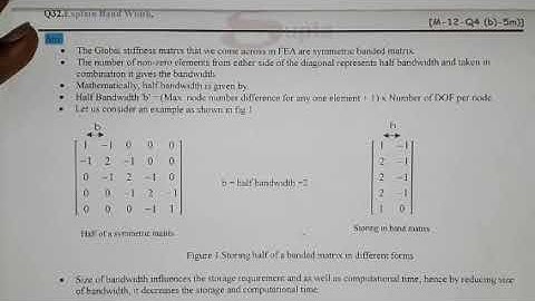 Band Width matrix in Finite Element Analysis.