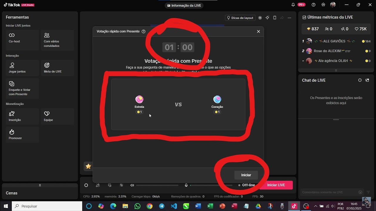 ⭐24-CRIAR ENQUETE E VOTAR COM PRESENTE NO TIKTOK LIVE STUDIO