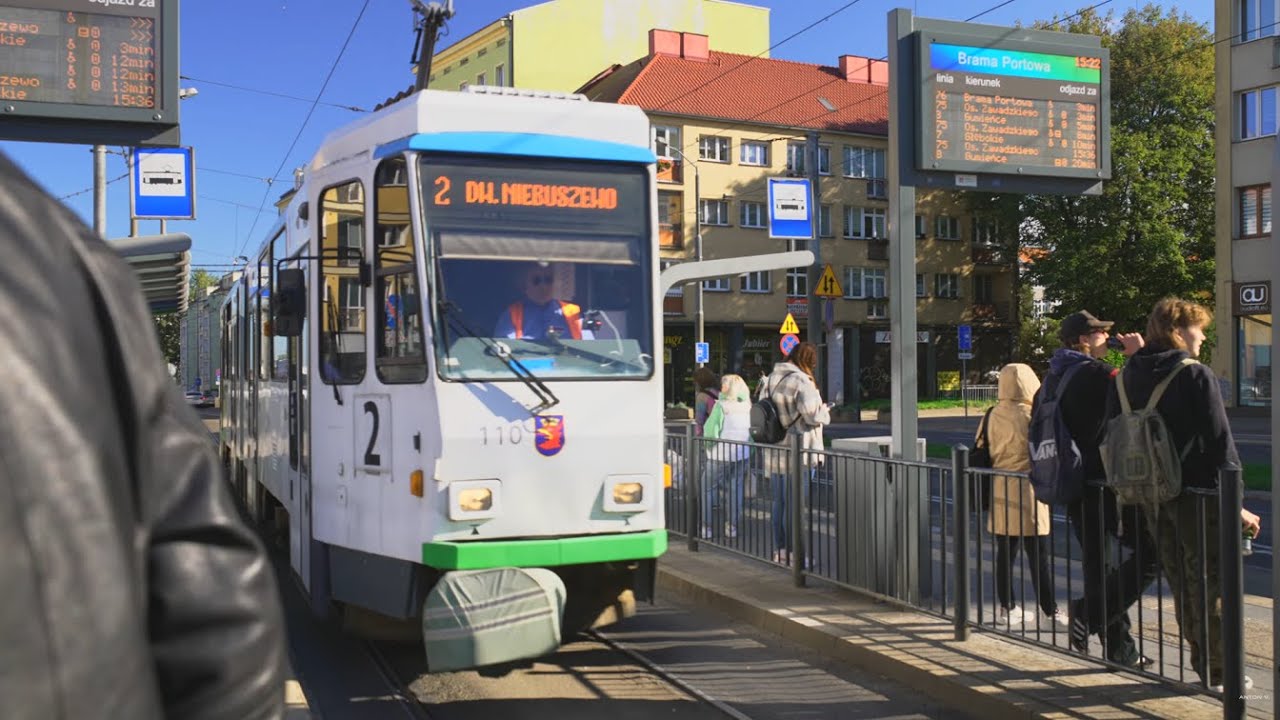 Poland, Szczecin, tram 2 ride from Brama Portowa to Plac Witosa