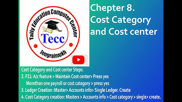 Tally Erp9. CHEPTER 8 .Cost Category and Cost center create