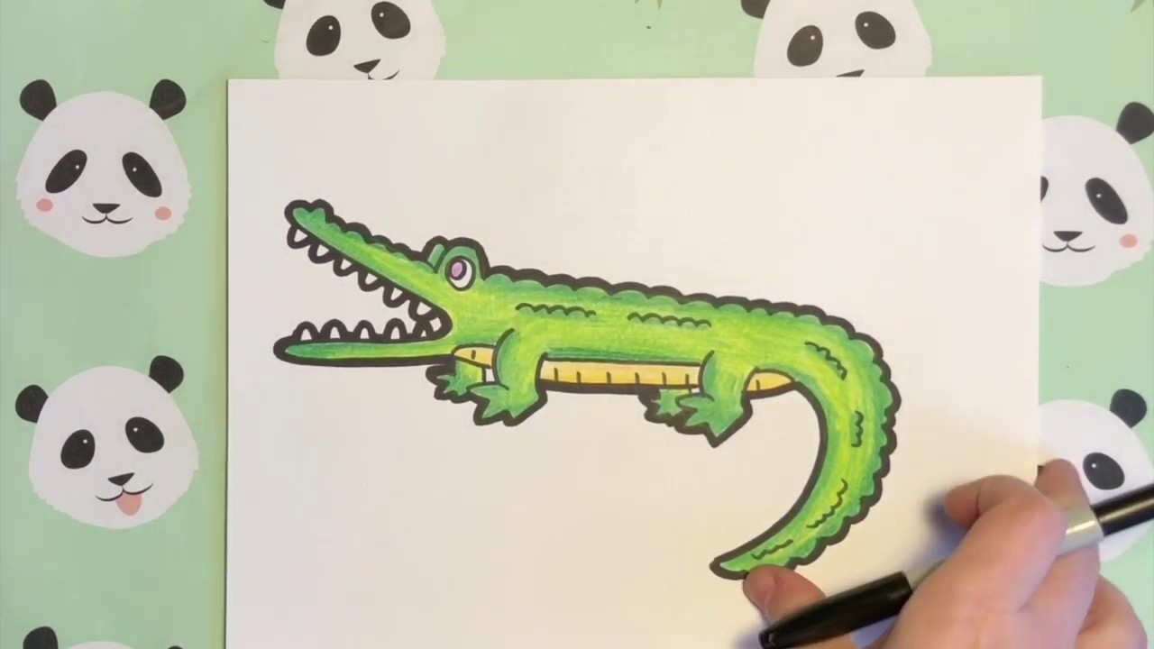 how to draw a crocodile - YouTube
