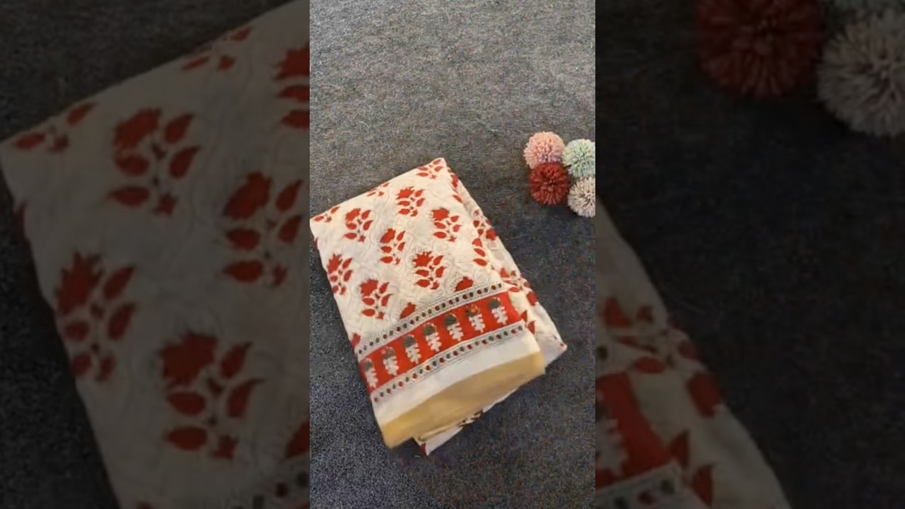 Pure Cotton Chanderi Ajarakh Printed Saree