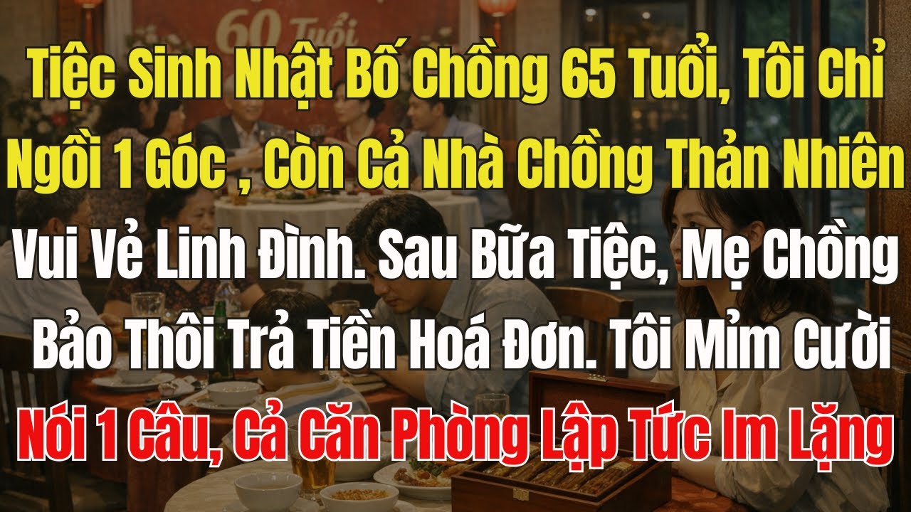 Tiệc sinh nhật 65 tuổi của bố chồng, mẹ chồng bảo tôi bảo tôi trả tiền, nhưng tôi chỉ một câu nói..