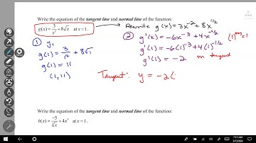 Unit 8 Day 4 Video (Tangent & Normal Lines) Notes