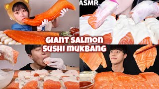 Giant Salmon Sushi Mukbang Big Bites Salmon Mukbang Extreme Asmr Eating Sounds