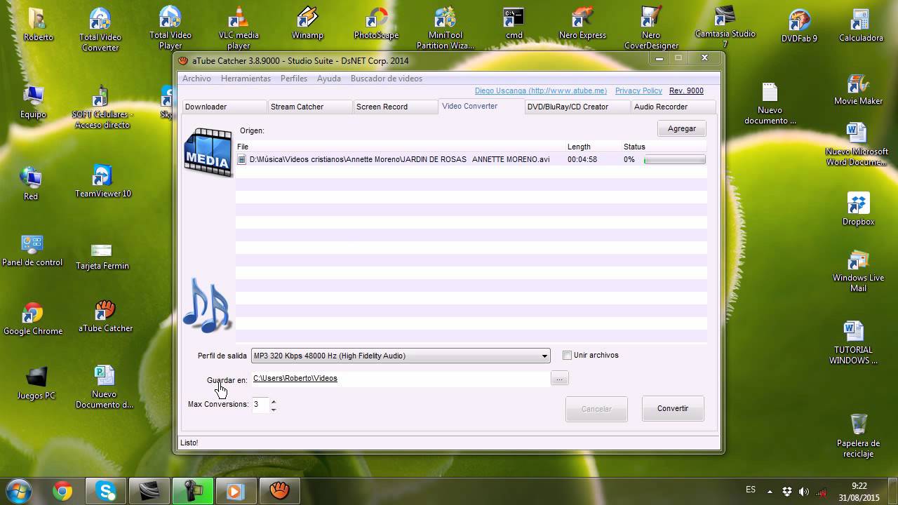 Cambiar formato de video para ver en celular con aTube Catcher YouTube