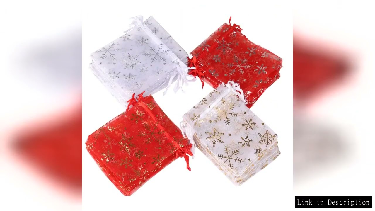 Hot Printing Organza Gift Bag For Jewelry Snowflake Drawstring Pouches For Wedding Christmas Party C