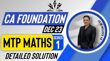 Maths MTP Dec 2023 Series 1 | CA FOUNDATION Maths Stats LR | Mock test paper 1 Dec 23 | #icai