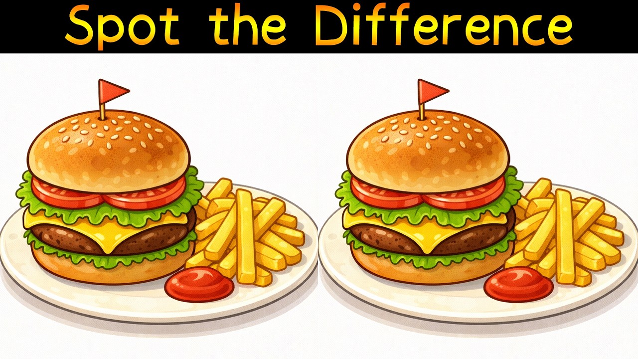 Spot the difference in a hamburger illustration