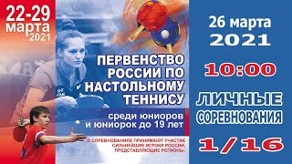 Первенство России-2021 среди юниоров и юниорок. 26.03.2021. Юниорки. 1/16 и 1/8. Пары