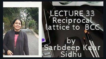 Lecture 33// RECIPROCAL LATTICE TO BCC