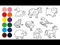 ANIMALES DE LA GRANJA aprender a dibujar y colorear para niños - Dibujar con Beethoven, Mozart