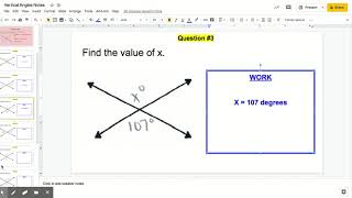 Vertical Angles Notes (numbers)