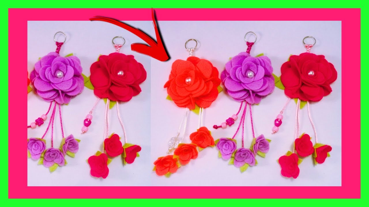 Como Fazer Chaveiro de Flor de Feltro Com Moldes Grátis