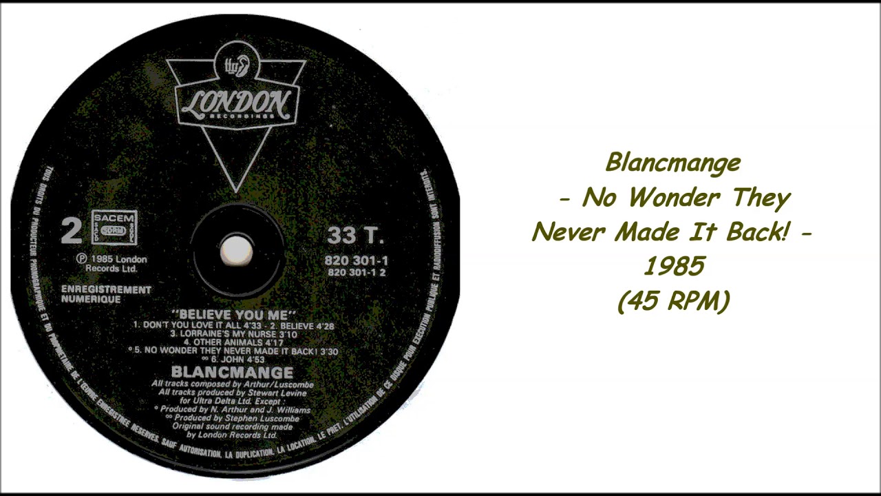 Blancmange - No Wonder They Never Made It Back! - 1985 (45 RPM)