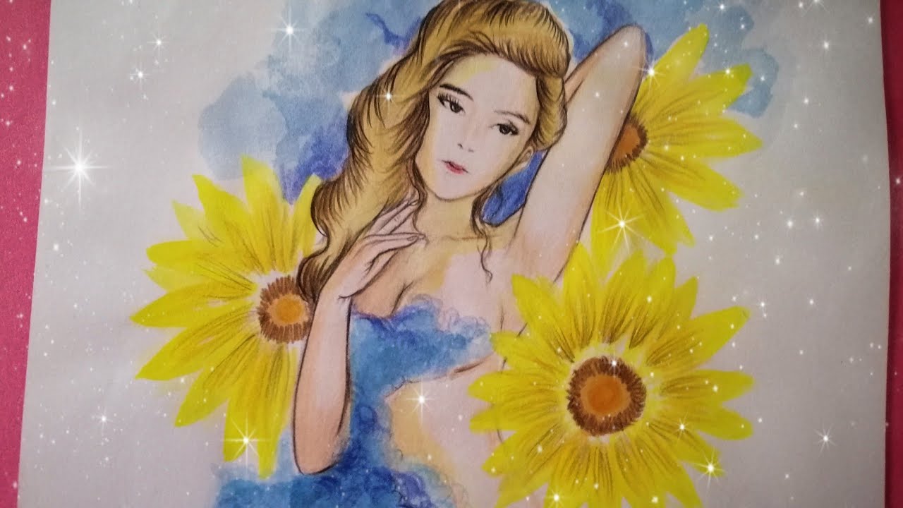 Sunflower Goddess Timelapse Drawing YouTube
