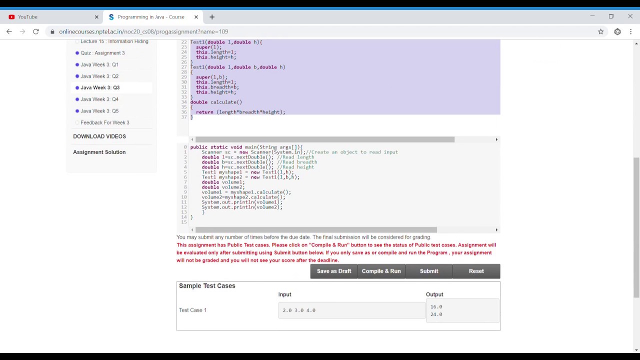 Week 3 NPTEL Programming in Java assignment answers - YouTube