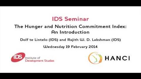 The Hunger and Nutrition Commitment Index  An introduction   YouTube clip1