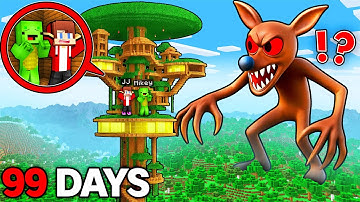 Mikey and JJ Survive 100 Days inside TREE HOUSE in Minecraft ! - Maizen