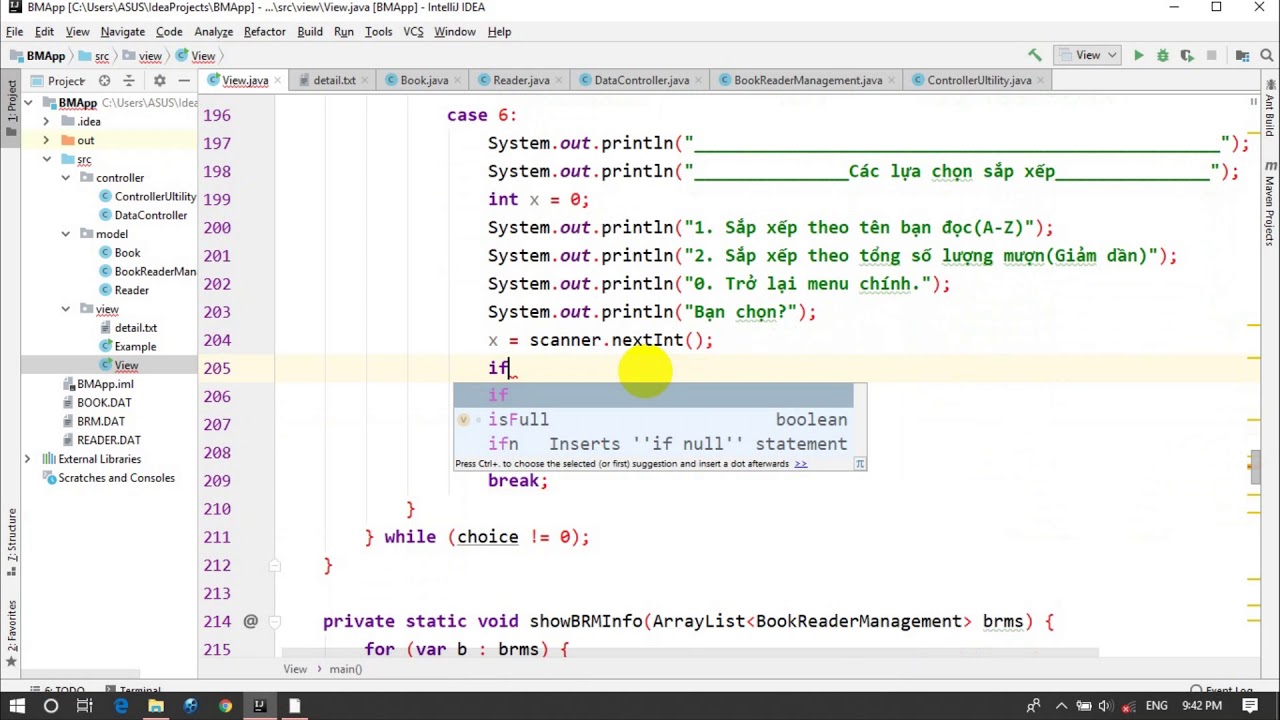 Java - Books Management - P7: Sắp xếp thông tin quản lý mượn. - YouTube