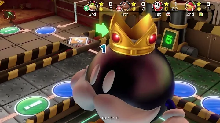 Super Mario Party | Goomba vs Shy Guy vs Bowser Jr. vs Pom Pom #3 Turn 10 player 1