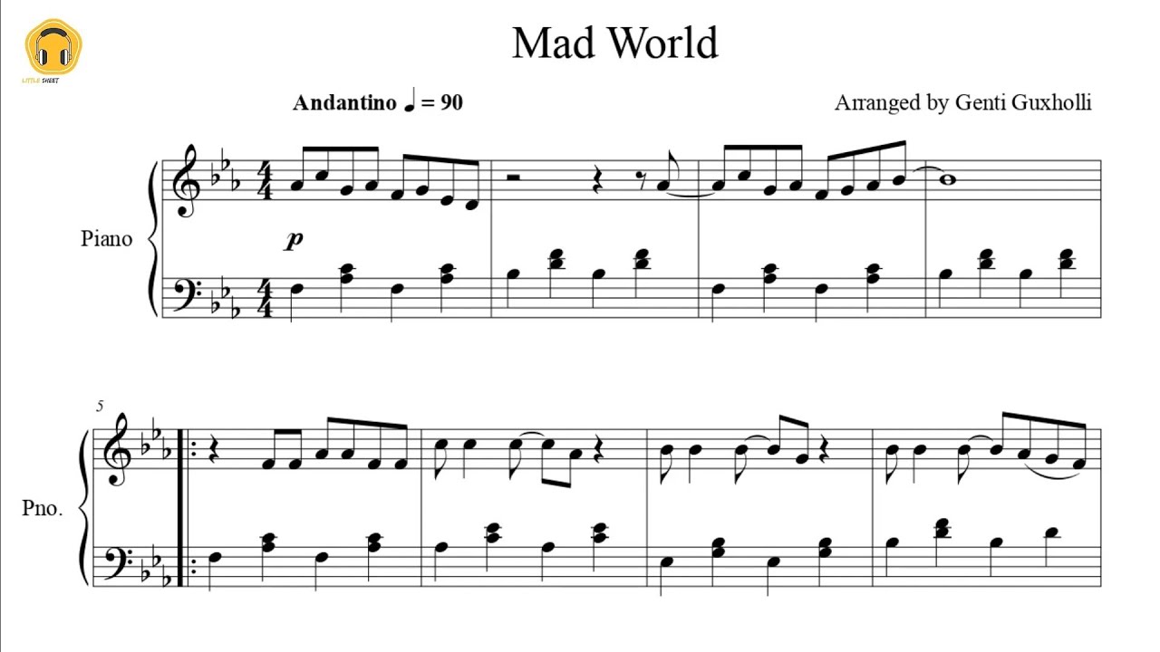 Mad World Sheet music for Piano, Violin (Solo)